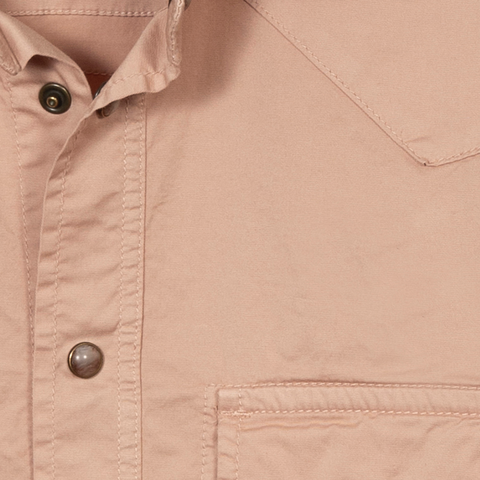 Sur-chemise western en coton élasthane rose poudre