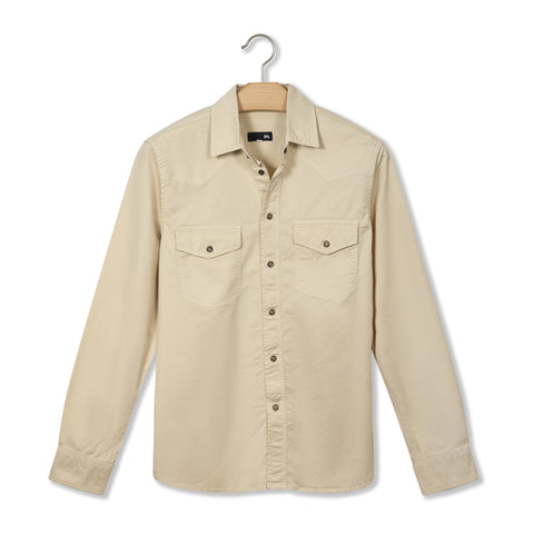 Sur-chemise western en coton élasthane crème