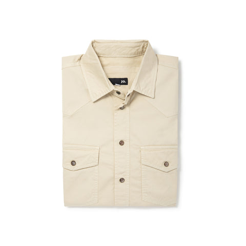 Sur-chemise western en coton élasthane crème