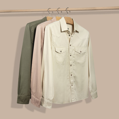 Sur-chemise western en coton élasthane vert kaki