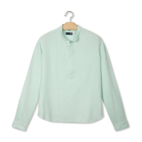 Chemise vareuse en gaze de coton vert mint