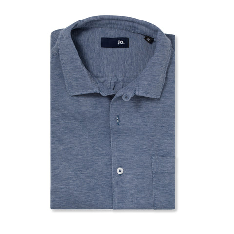 chemise en maille piqué bleu