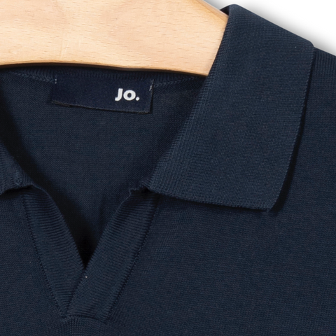 Pull manches courtes à col polo bleu navy