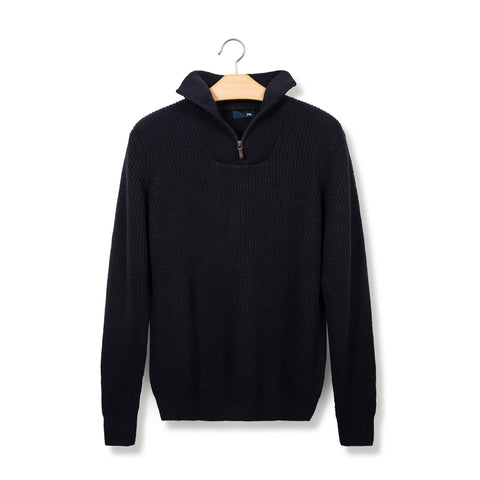 Pull col camionneur en maille anglaise marine