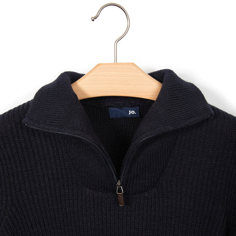 Pull col camionneur en maille anglaise marine