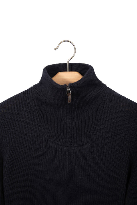 Pull col camionneur en maille anglaise marine