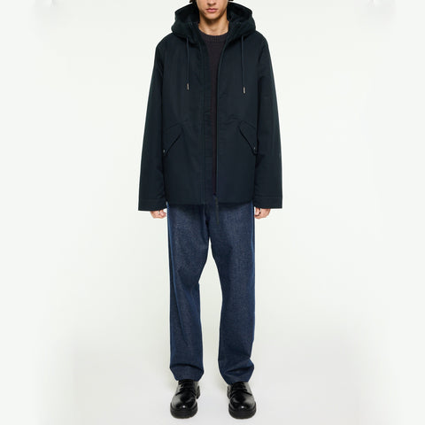 Parka courte en coton imperméable marine