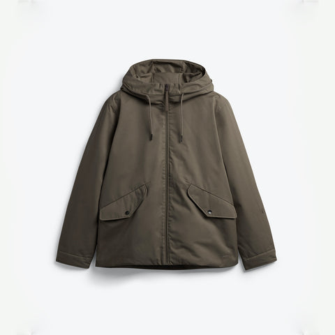 Parka courte en coton imperméable vert