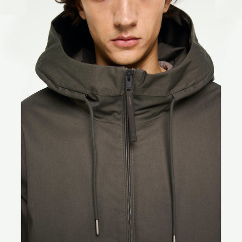 Parka courte en coton imperméable vert