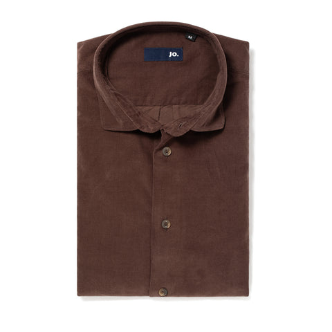 Chemise en velours fin marron