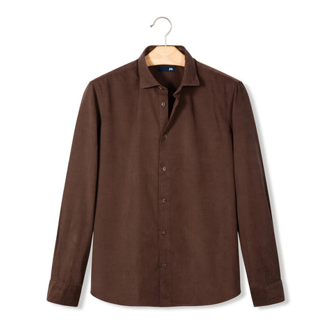 Chemise en velours fin marron