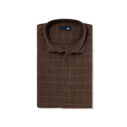 Chemise en flanelle de coton à carreaux marron