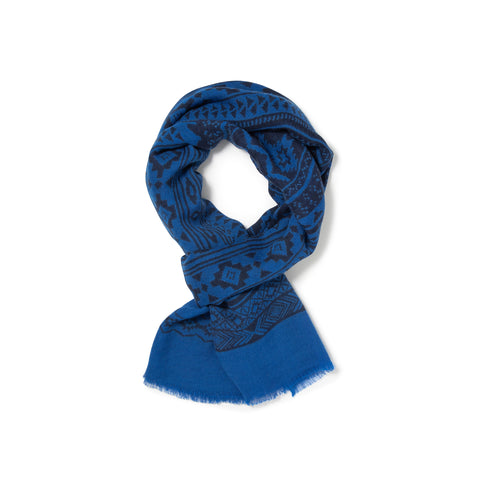 Écharpe à motifs en voile de laine bleu électrique