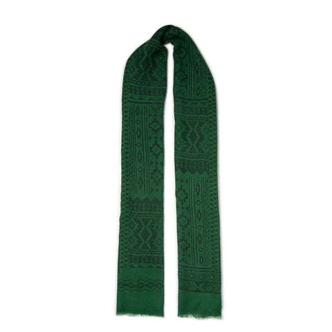Écharpe à motifs en voile de laine vert gazon