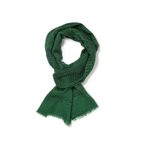 Écharpe à motifs en voile de laine vert gazon