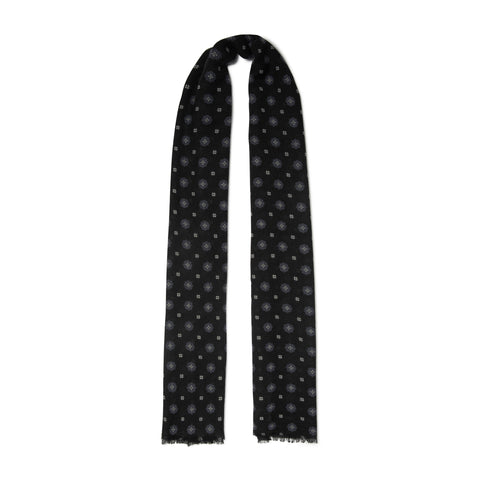 écharpe à motifs en voile de laine noir