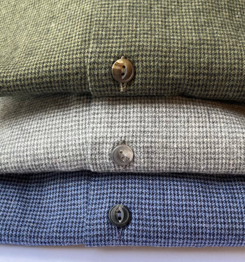 Chemise en flanelle motif pied de puce bleu