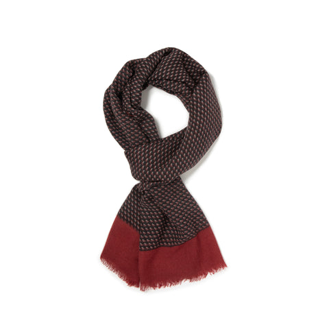 Écharpe à motifs en voile de laine noir et rouge