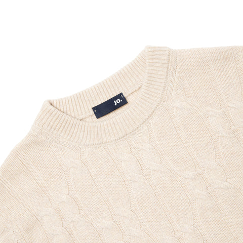 Pull à torsades en laine beige