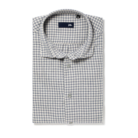 Chemise en flanelle fine marine / écru