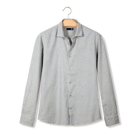 Chemise en flanelle fine marine / écru