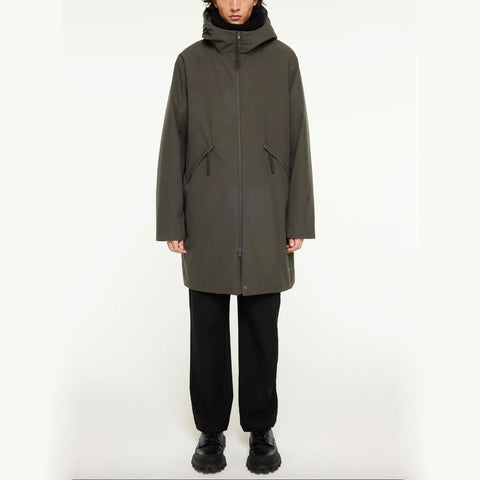 Parka longue inter-saison olive