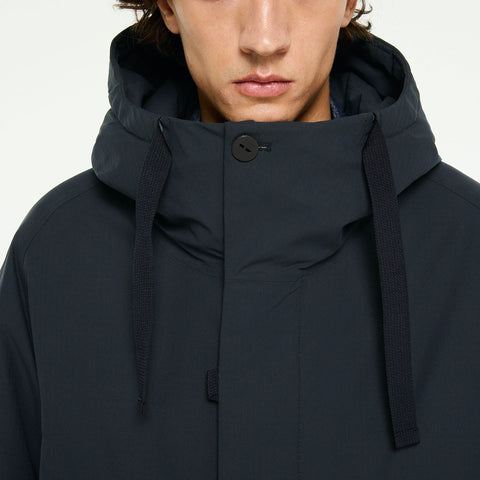 Parka longue mi-longue plein hiver bleu foncée