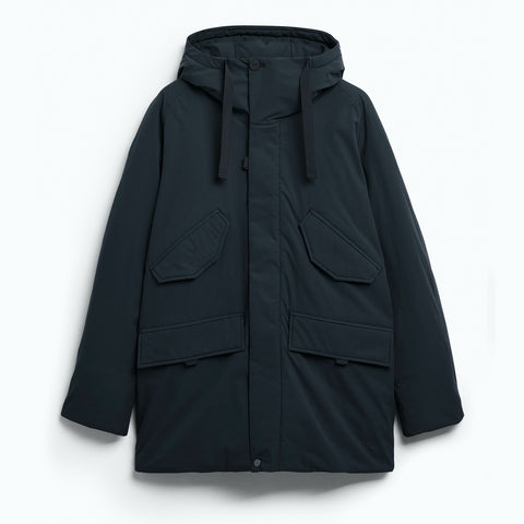 Parka longue mi-longue plein hiver bleu foncée