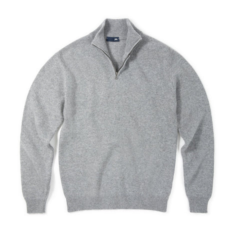 Pull col montant zippé en lambswool gris