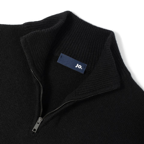 Pull col montant zippé en lambswool noir
