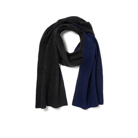 Écharpe à pois en maille pure laine gris & marine