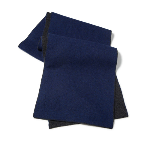 Écharpe à pois en maille pure laine gris & marine