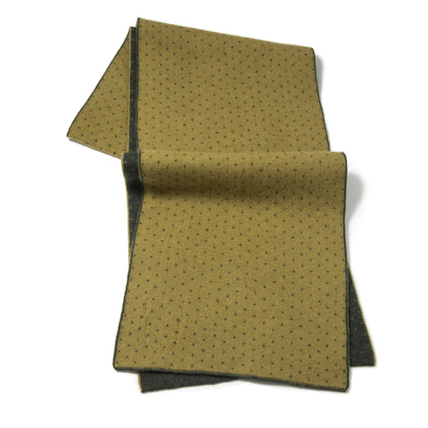 Écharpe à pois en maille pure laine vert forêt & olive