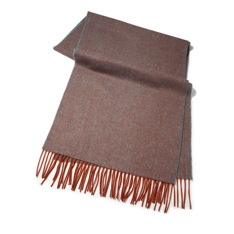 Écharpe tissée chevrons en laine beige