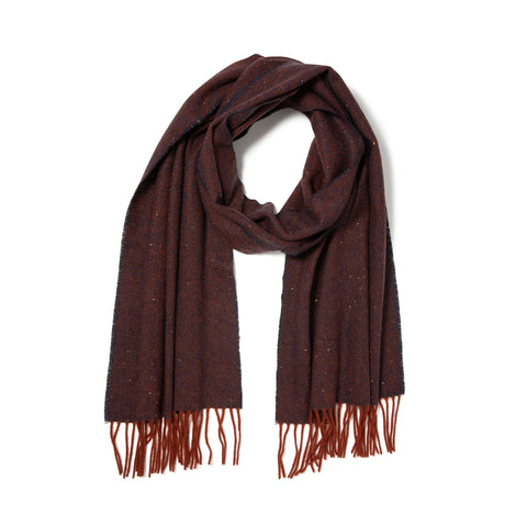 Écharpe tissée chevrons en laine brique