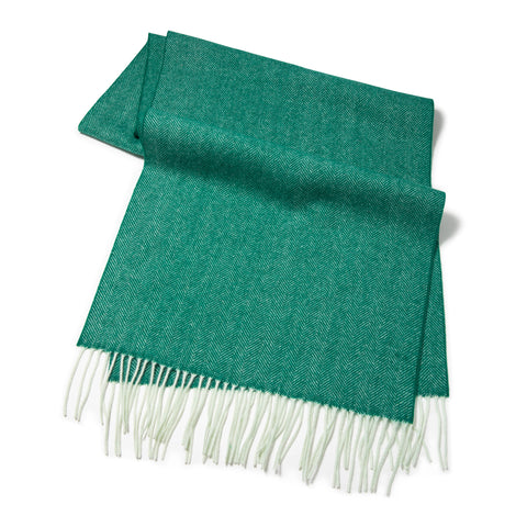 Écharpe tissée chevrons en laine verte