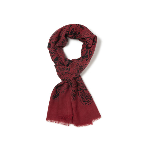 Écharpe à motifs en voile de laine rouge