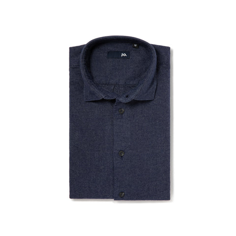 Chemise en flanelle de coton bleu marine