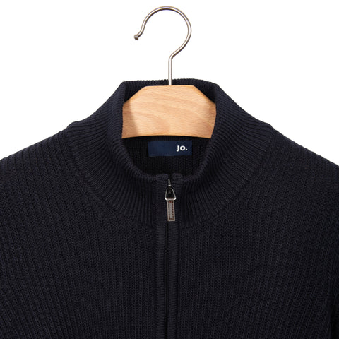 Gilet zippé en maille anglaise marine