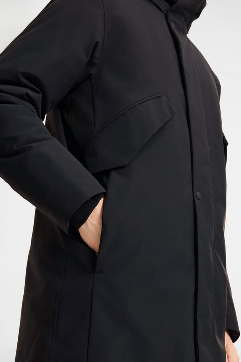 Parka longue à capuche amovible marine