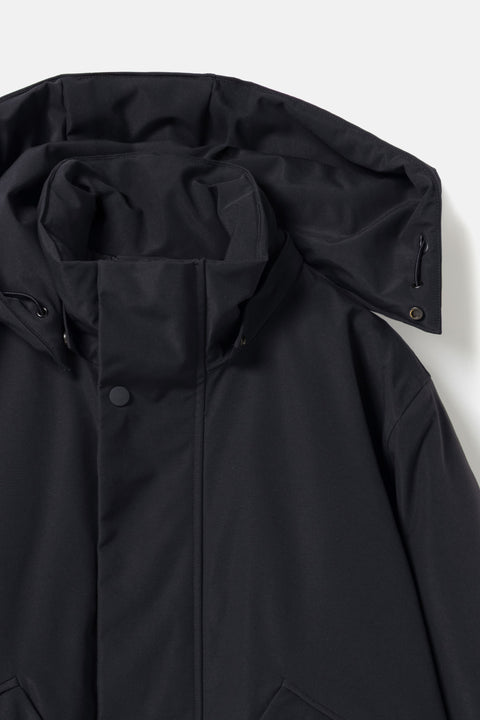 Parka longue à capuche amovible marine