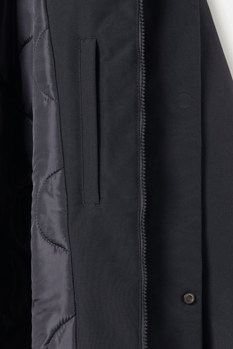 Parka longue à capuche amovible marine