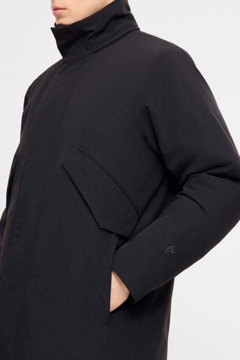 Parka longue à capuche amovible marine