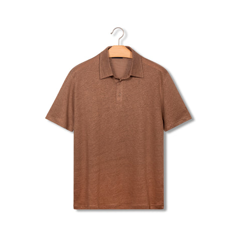 Polo en lin & coton cacao
