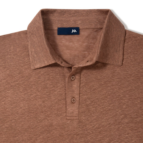 Polo en lin & coton cacao