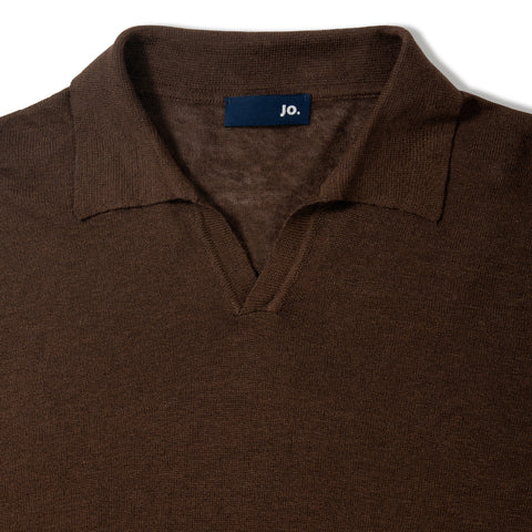 Pull polo en lin chocolat