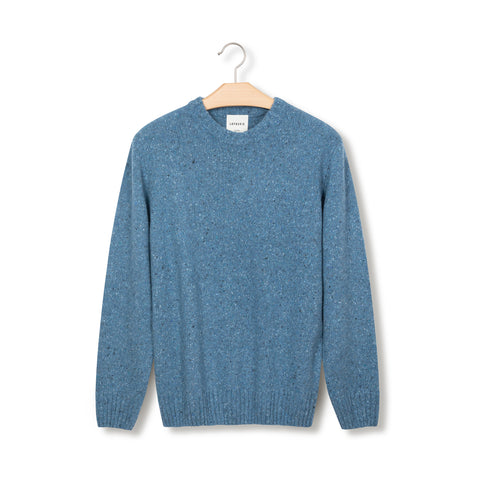 Pull en laine boutonné bleu acier