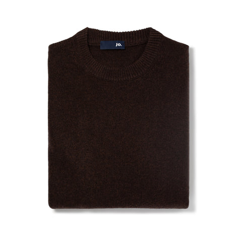Pull col rond en laine brun