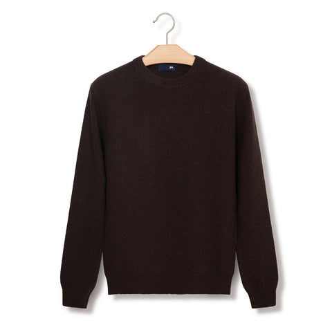 Pull col rond en laine brun