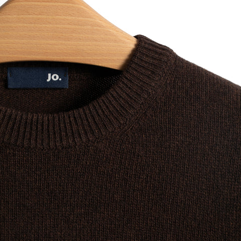 Pull col rond en laine brun